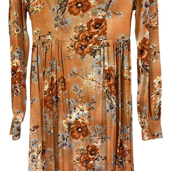 BIANCHI Vintage Orange Floral Print Maxi Dress - Picture 4 of 12